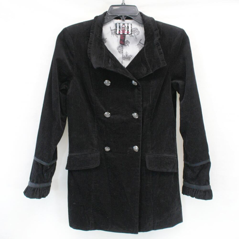 Forever corduroy goth steampunk Edwardian black Y2K lined jacket pea coat Large